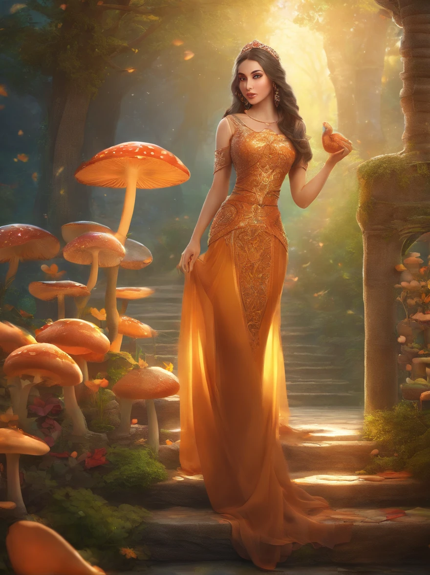 most beautiful girl in the world wearing kebaya and hijab at the fantasy woods, mushroom houses, rendered in 8k resolution, hyper detailed,(Best Quality,4K,8K,hight resolution,masutepiece:1.2),Ultra-detailed,(Realistic,Photorealistic,Photorealsitic:1.37), nffsw,nffsw,Studio Lighting,Ultra-fine painting,Sharp Focus,Physically-based rendering,extreme detail description,Professional,Vivid colors,Bokeh, Portraits,landscape,Soft colors, Warm lighting.