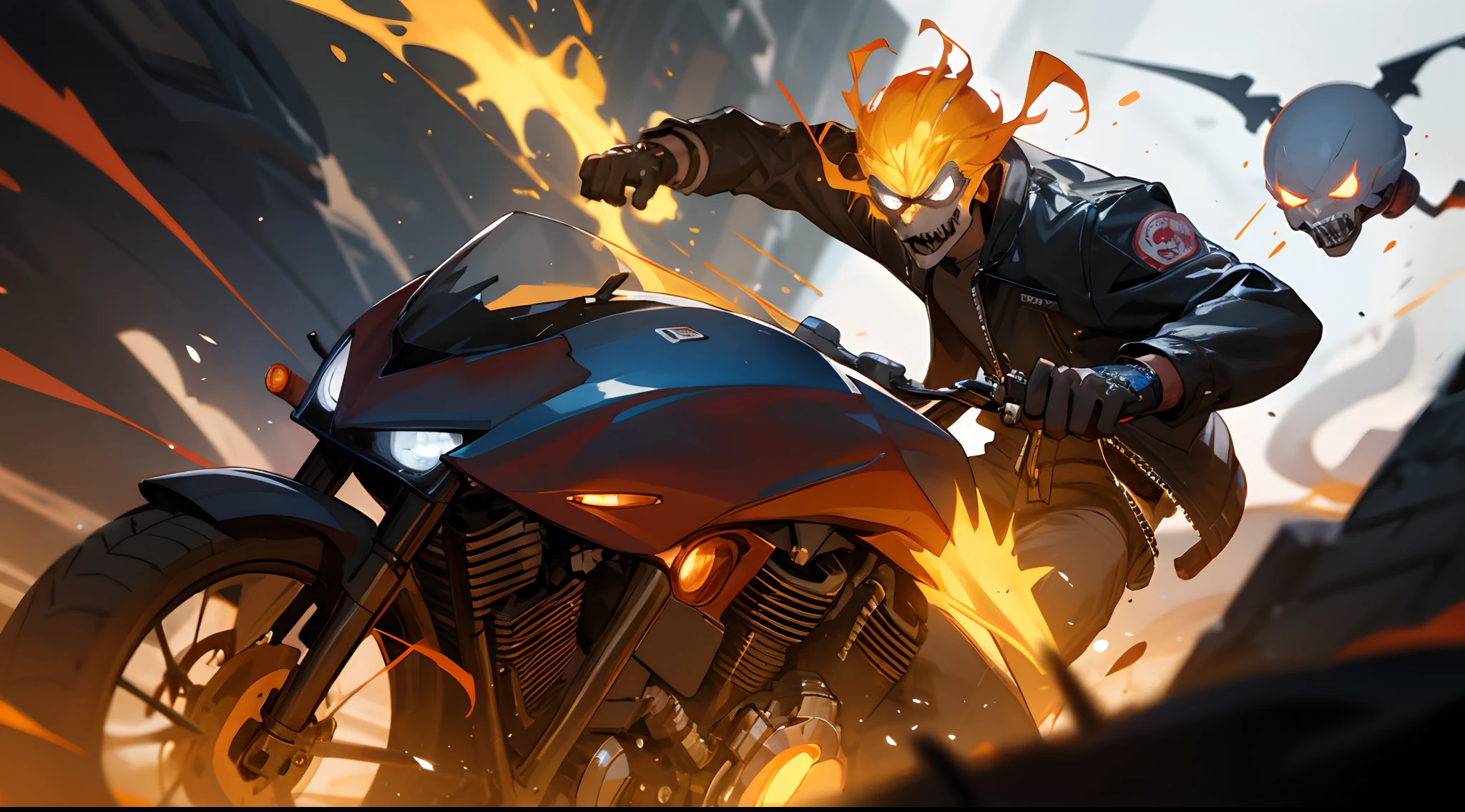 Ghost rider fused with david martinez from Cyberpunk Edgerunners