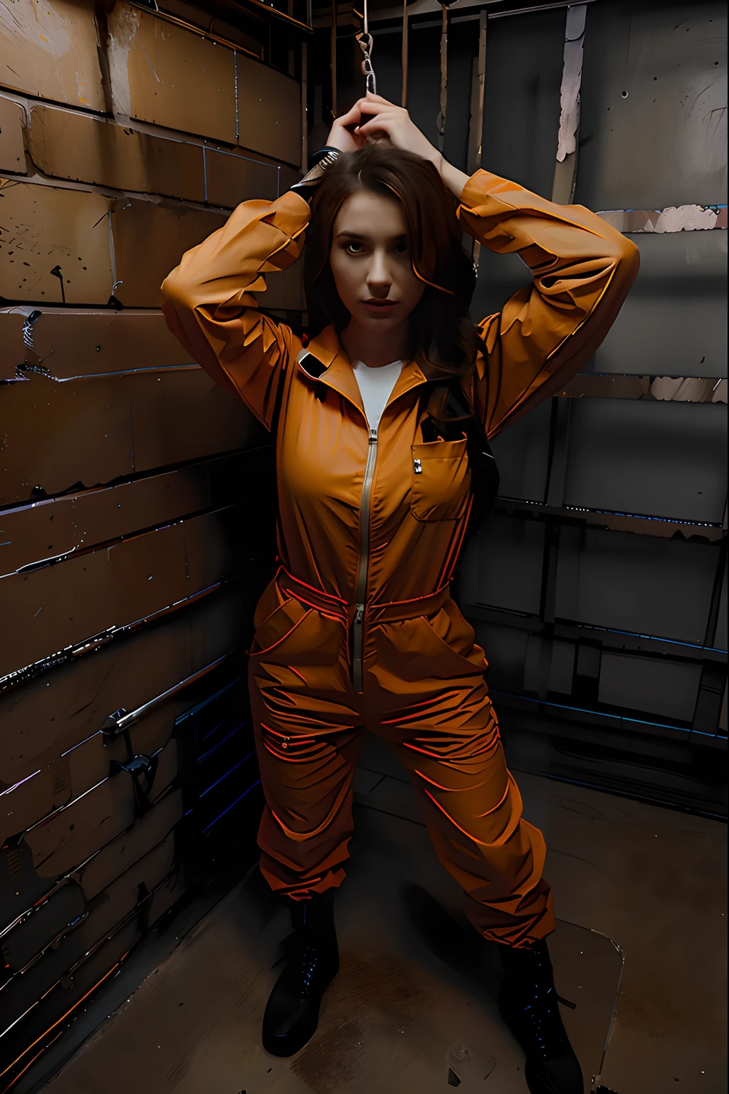 make her removing her jumpsuit