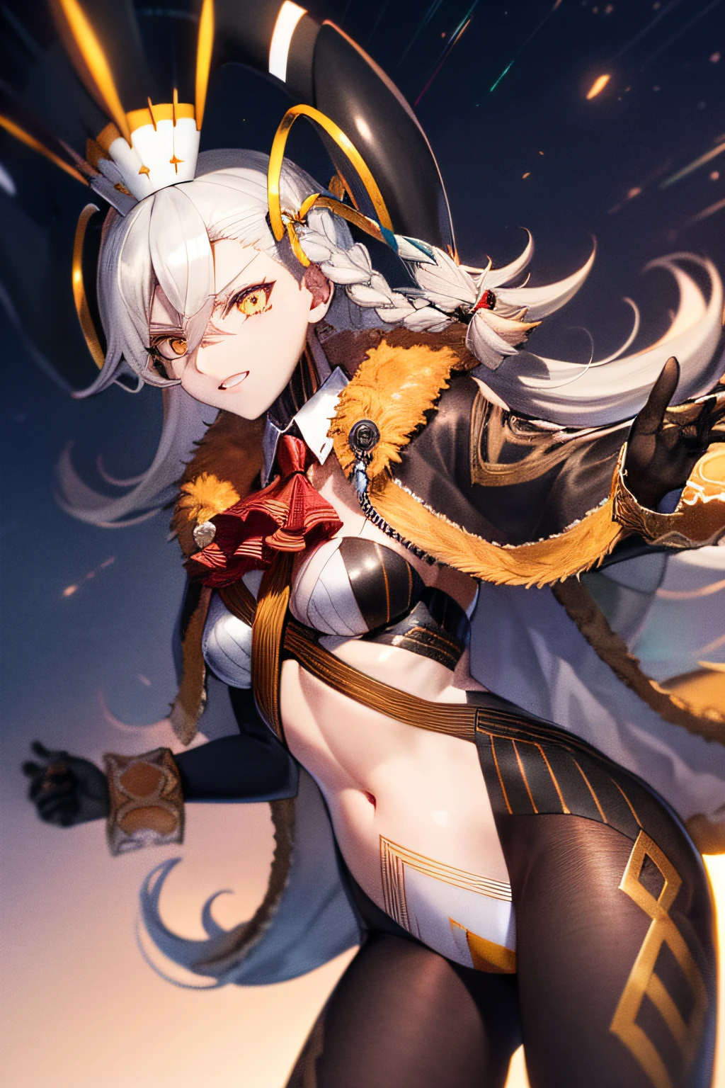 Olga Maria, FGO, Grande Ordem do Destino, Olga Marie Animusphere, rosto envergonhado, shy face, rosto feliz, rosto sorridente, boca parcialmente aberta, timidez, sorriso, feliz, {{{{master part}}}}, {{{hiper detalhado}}}, {{{Altas}}}, {{boa anatomia}}, (((melhor qualidade))), ((um extremamente delicado e bonito)), {{um extremamente detalhado e delicado}}, {Papel de parede CG 8k}, {arte deslumbrante}, Original, maduro, ((tiro de meio corpo)), ((pale skinned)), ((Rosto perfeito)), ((Rosto em alta qualidade)), (profundidade de campo), corpo altamente detalhado, (((master part))), (extremely high quality artwork), Rosto detalhado, Obra, melhor qualidade, incredibly absurdness, ((melhor qualidade)), (ultra-detalhado), (belos olhos detalhados), hiper intrincado,  extremamente detalhada, belos olhos detalhados, olhos vibrantes, ray tracing, [[[cores vibrantes]]], da cintura para cima, garota, foco nítido, [[melhor qualidade]], Dynamic angle, profundidade de campo, dynamic light, 1 girl, (( cabelos longos, Cabelos lisos)), cabelo sedoso, dynamic hair, medium breasts, sharp eyes, long eyelashes, Black pantyhose, dynamic lights, raios de deus, cinematographic lightning, (ultra-detalhado:1.3), fundo nublado, (estilo de capa:1.3), fashionable, vibrante, traje, Posando, frente, colorido, Dynamic, Background Story, Elementos, confiante, innocent expression, propriedade, statement, accessory, majestoso, Enrolada, ao redor, Tocar, cena, Texto, cobrir, commanding attention, title, elegante, fonte, Cativante, manchete, maior, contundente, moderno, na moda, foco, moda