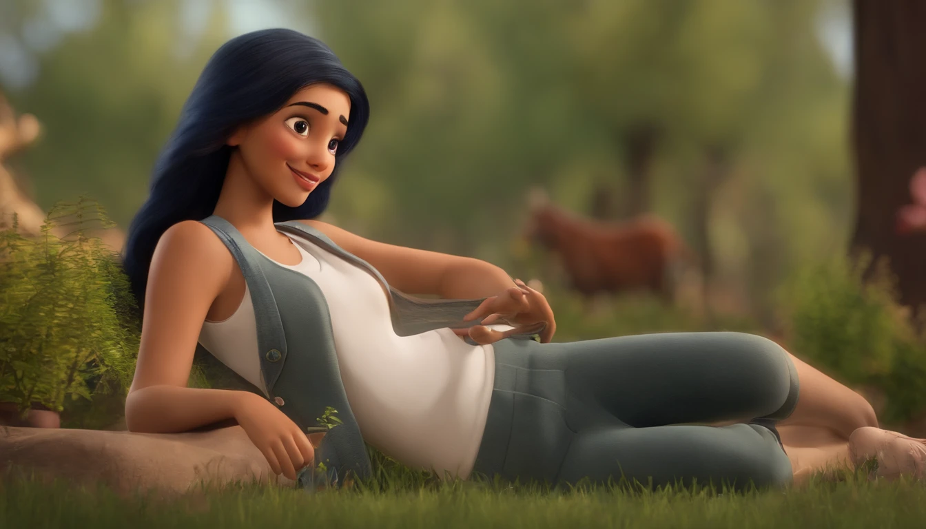 movie picture quality,Disney animation,Disney animated films,hijab girl,a boy, white skin, black hair, asian face, laughing joyfully,Play games with your phone,Denim suspenders,depth of fields,high light,Real light,Ray traching,oc rendered,Hyper-realistic,best qualtiy,8K,Works of masters,super-fine,Detailed pubic hair,Correct anatomy,sharp focus on eyes,Bokeh,Facial features are carefully depicted