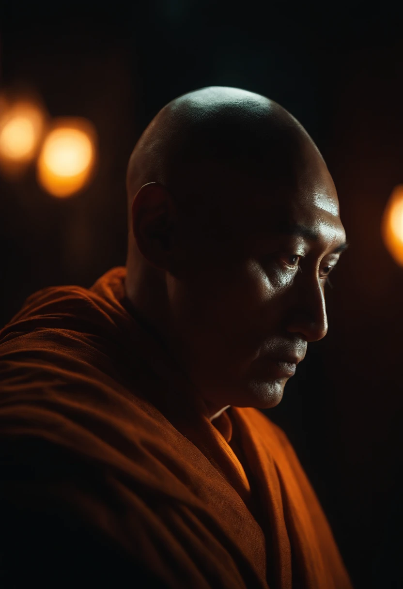 monks,glowing light eyes, biomechanical, eery, creepy, nightmarish, Very bright colors, light Particle, , Musif, Wallpaper Art, UHD Wallpapers