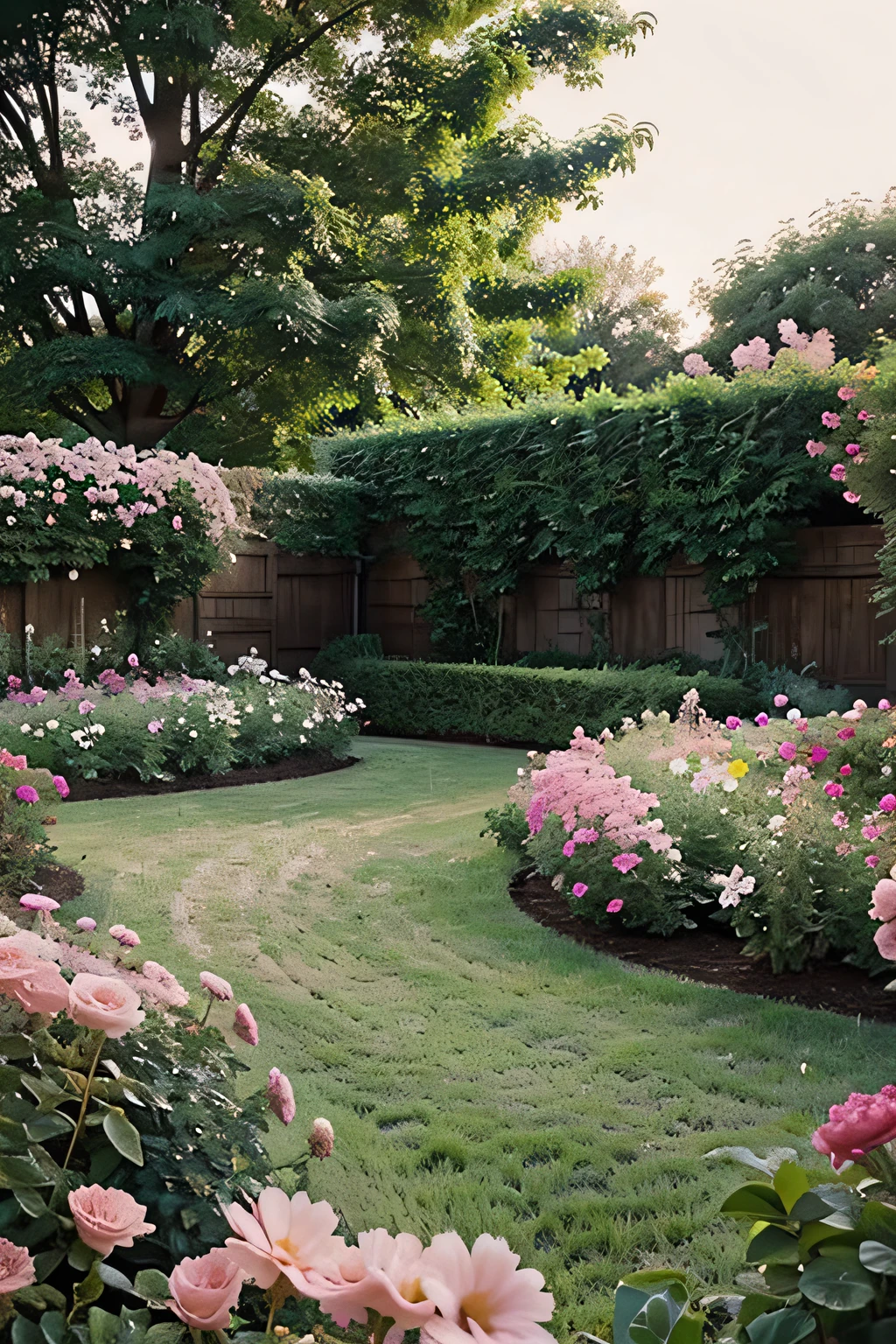 I want a garden with lots of pink flowers