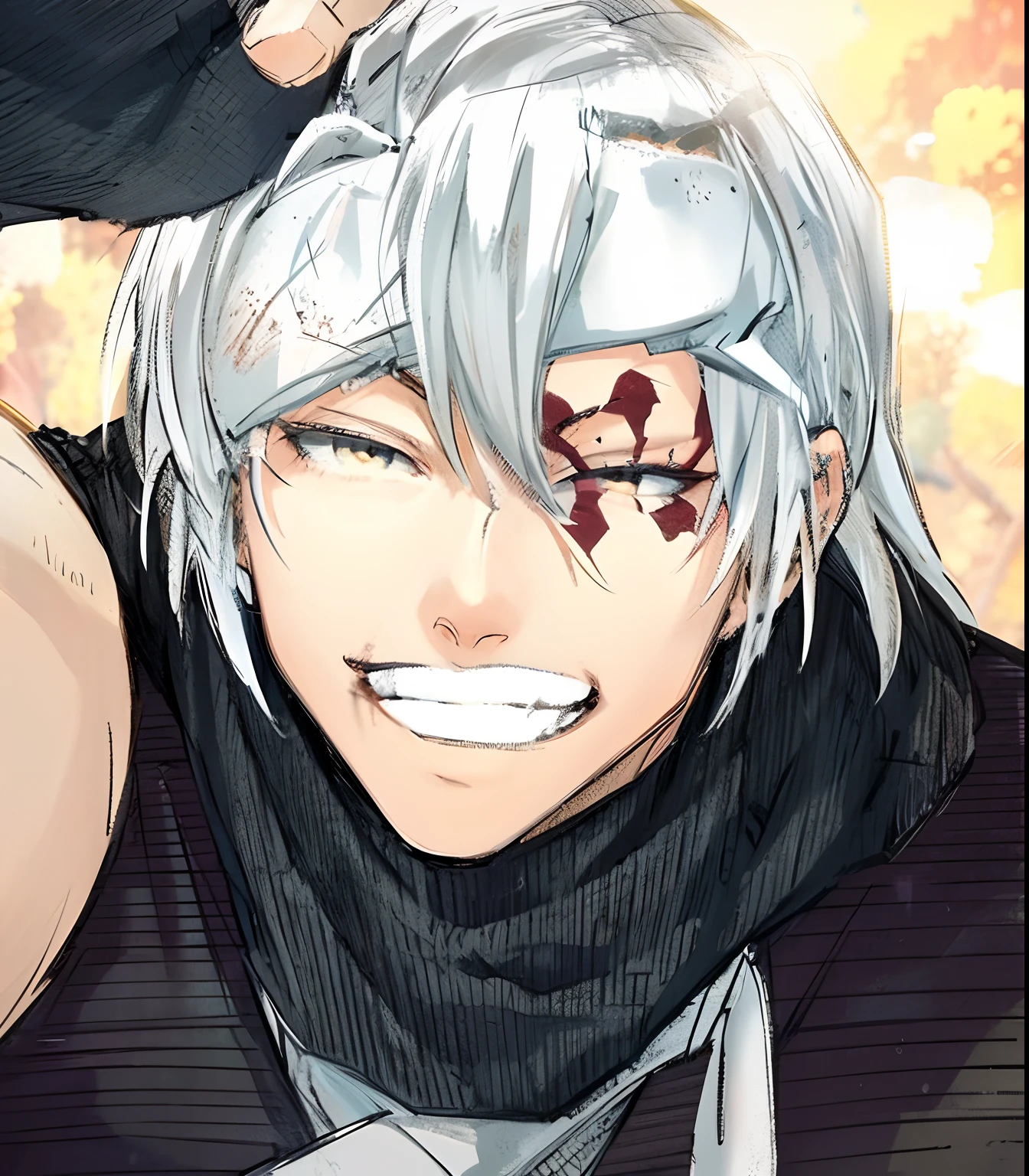 masterpiece, best quality, evangelion kaworu nagisa, kaworu nagisa, boys, nsfw, red eyes, seductive, hot, seductive face, bukkake, cum dumpster, sex slave, blowjob, face covered in cum, cum eating, drinking cum, holding a big bowl of cum, surrounded by black men dicks, black men dicks, very big dicks