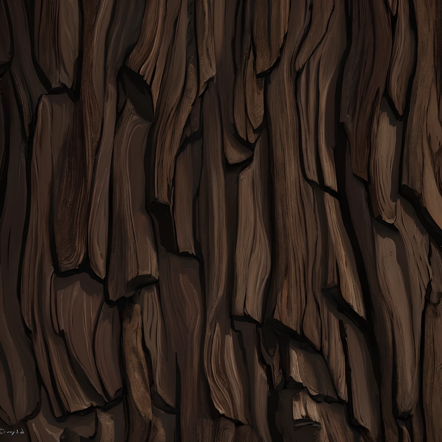 arafed wood texture with a brown color and a black background, bark, very detailed digital painting, detailed digital painting, painted texture, ultradetailed digital painting, high detail digital painting, ultra detail. digital painting, hand painted textures, low detailed. digital painting, tree bark texture, dark but detailed digital art, handpaint texture, the brittle. digital painting