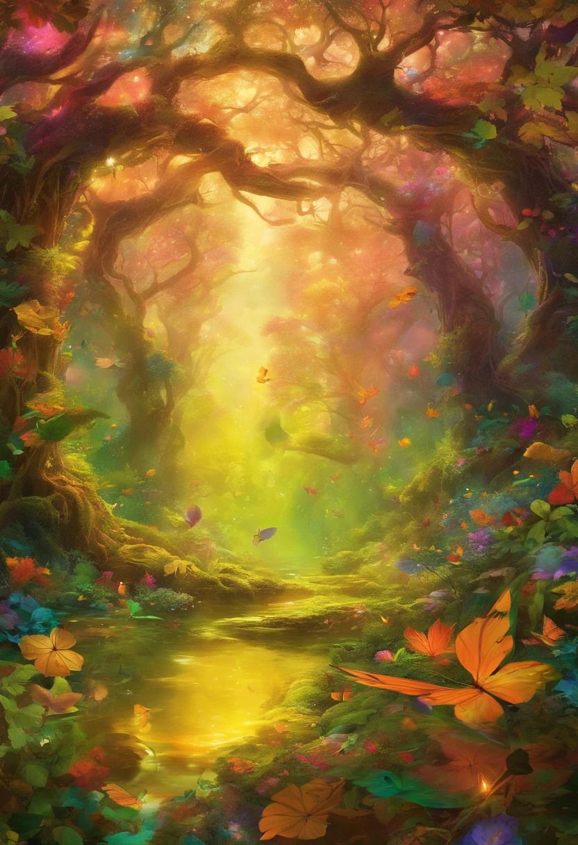 (best quality,4k,8k,highres,masterpiece:1.2),ultra-detailed,(realistic,photorealistic,photo-realistic:1.37),forest nymph elemental with glowing wings, made of leaves and nature,ethereal glow,pure,sublime,greenery,dreamy environment,magical enchantment,delicate and intricate leaf patterns,harmonious blending with surroundings,reflections of sunlight on wings,glimmering and radiant glow in the dark,serene and graceful posture,summoning the powers of nature,tiny sparkling dewdrops on wings,soft and gentle color palette,air of mystery and enchantment,subtle hints of magic in the air,whispering winds and rustling leaves,connection with trees and plants,strong connection with the forest,overflowing with natural energy,pristine beauty and innocence,evokes a sense of wonder and awe,graceful and fluid movement,natural and organic aesthetics,celestial and ethereal presence,rays of sunlight filtering through the forest canopy,fairy-like features,wise and ancient aura,enchanted and untamed forest realm,magic in every step and flutter,delicate and ephemeral,illuminating the darkest corners of the forest,close bond with animals and creatures of the forest,peaceful and tranquil atmosphere,deep sense of harmony between nature and the nymph,whispering secrets of the forest,each leaf intricately designed and vibrant with life,overwhelming sense of tranquility and serenity,sprightly and playful spirit.