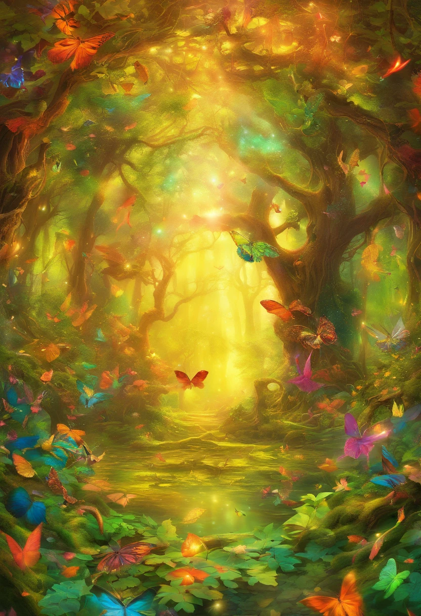 (best quality,4k,8k,highres,masterpiece:1.2),ultra-detailed,(realistic,photorealistic,photo-realistic:1.37),forest nymph elemental with glowing wings, made of leaves and nature,ethereal glow,pure,sublime,greenery,dreamy environment,magical enchantment,delicate and intricate leaf patterns,harmonious blending with surroundings,reflections of sunlight on wings,glimmering and radiant glow in the dark,serene and graceful posture,summoning the powers of nature,tiny sparkling dewdrops on wings,soft and gentle color palette,air of mystery and enchantment,subtle hints of magic in the air,whispering winds and rustling leaves,connection with trees and plants,strong connection with the forest,overflowing with natural energy,pristine beauty and innocence,evokes a sense of wonder and awe,graceful and fluid movement,natural and organic aesthetics,celestial and ethereal presence,rays of sunlight filtering through the forest canopy,fairy-like features,wise and ancient aura,enchanted and untamed forest realm,magic in every step and flutter,delicate and ephemeral,illuminating the darkest corners of the forest,close bond with animals and creatures of the forest,peaceful and tranquil atmosphere,deep sense of harmony between nature and the nymph,whispering secrets of the forest,each leaf intricately designed and vibrant with life,overwhelming sense of tranquility and serenity,sprightly and playful spirit.