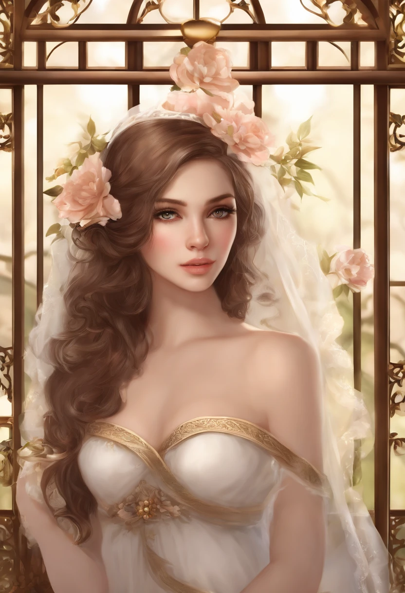 best quality,altamente detalhado,master part,ultra-detalhado,illustration,brown hair ,ornamento de cabelo,stand,Interior,incrivelmente_absurdos,1girl,Middle breast,nariz blush ,Realistic,cabelos longos,夏天_vestir,garter straps,Bishoujo,SV98 Ripple