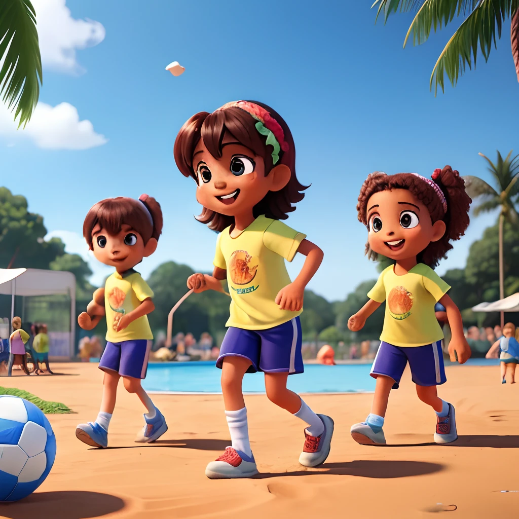 having fun at the summer camp, brincadeiras, jogos, fun, (melhor qualidade) (pele detalhada: 1.3) (detalhes intrincados ) (8k) (Detalhe Olhos) (foco nítido)