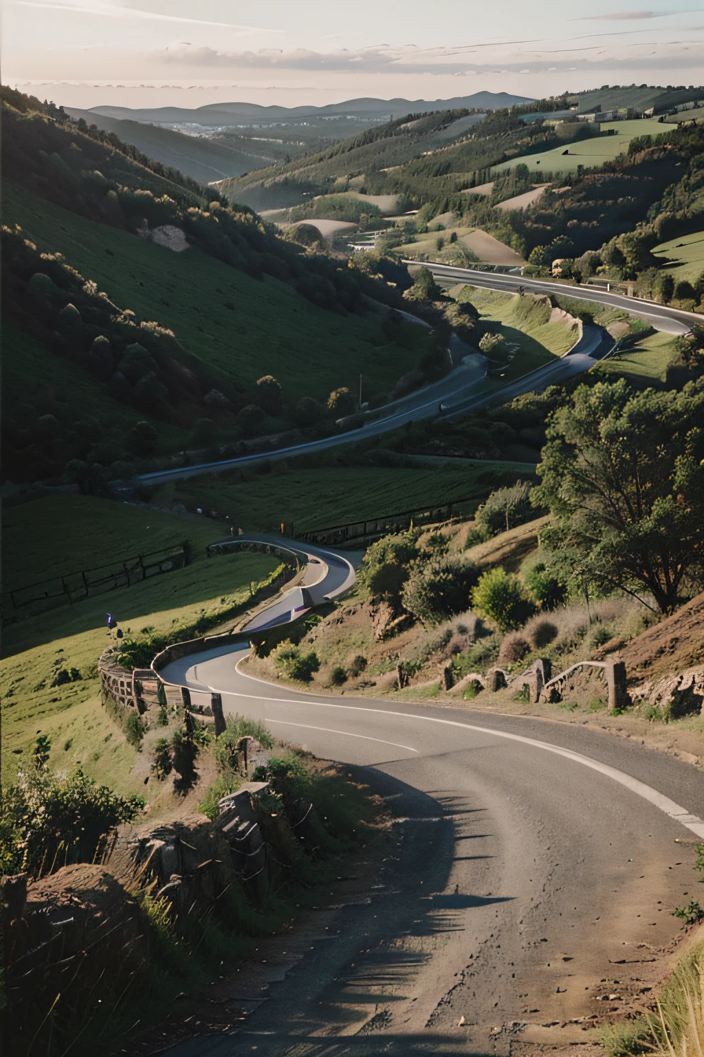A rural landscape with a winding road, capturing the sense of adventure and possibility.