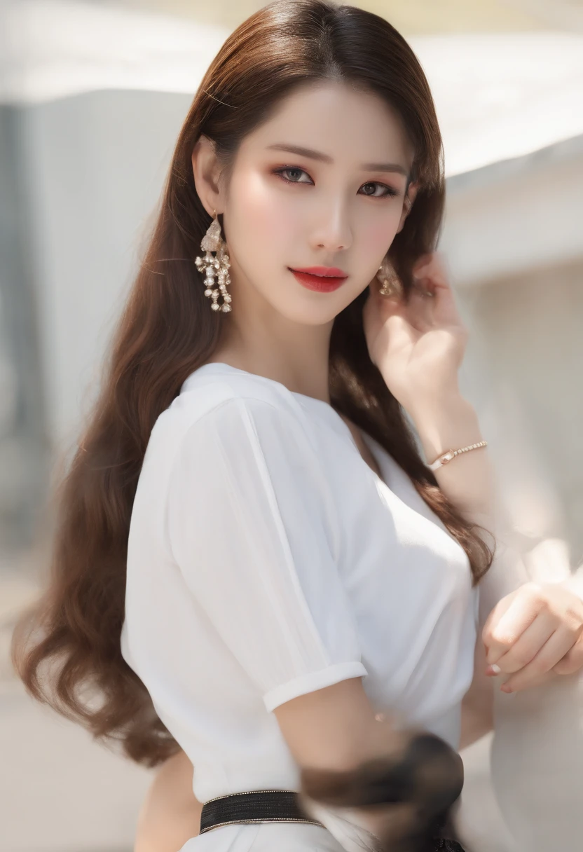 (masutepiece: 1.3)、(max resolution: 1.2)、(Ultra Half TV: 1.2)、Light Cinema、Ultra Spike TV、(Detailed eyes and skin)、(detailed facial features)、nffsw、Resolution in 8K、Sharp Focus: 1.2、Perfect Style、Beautiful face、准确、Anatomically correct、No very detailed face and skin texture、Detailed eyes、Eyes Brown、Double eyelids、Thin eyebrows、Glitter Eyeliner: 1.2、Natural cheeks、Glossy skin、Fair skin: 1.2、shiny little necklace and earrings、(Glossy Lip: 1.4)、BREAK、(NSFW:1.1)、One-person viewpoint, (Wearing a super short polo shirt:1.2), (White pencil skirt, Barefoot), ((Trampling the audience:1.2)), (embarrassed:1.2), Mature beauty (ponytail in high position,Wavy Hair、light brown hair、bangs flowing diagonally)、Medium Long Hair、(upperbody shot: 1.2)、((From below:1.3))、、((Very intimate)Relationships: 1.2)), (medium large breasts:1.2), (((In your own relaxed home: 1.2)),