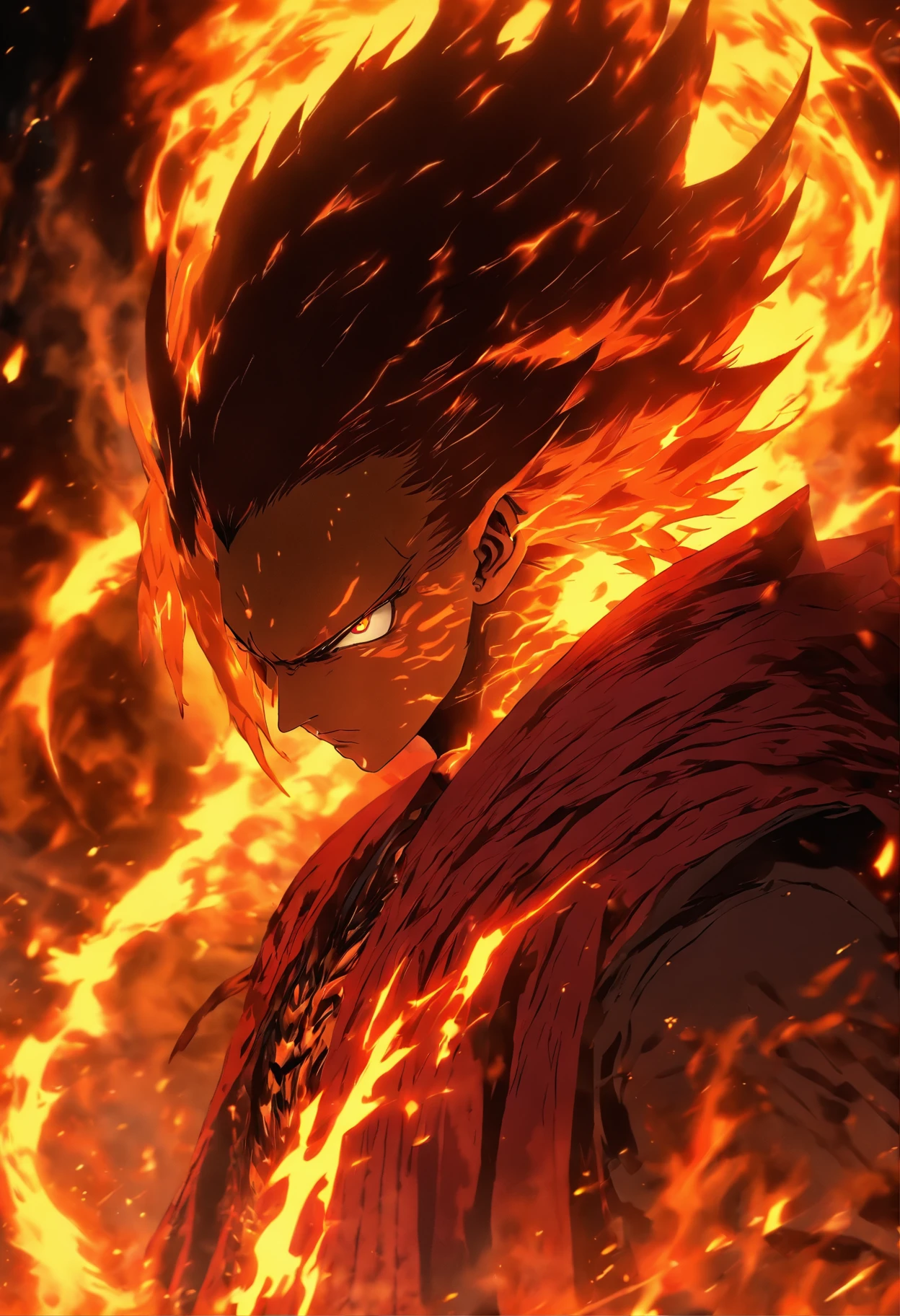 (Masterpiece), (best qualtiy), Cinematic quality,rendering by octane,Ultra-detailed details,1 man,Face of a young man,Detailed portrayal of the face,Perfect facial features, (shinigami),(breathingfire:1.5), gazing, watch audience, A cloak that covers the whole body, (Robe), (Armed with a death scythe:1.2), In hell, nipple tassels, Fire,Behind him was a huge flame dragon