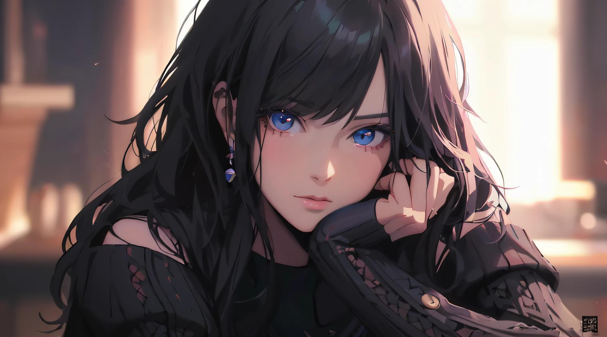 anime girl with long black hair and blue eyes, beautiful anime portrait, portrait anime girl, beautiful anime girl, anime style 4 k, smooth anime cg art, detailed portrait of anime girl, anime girl portrait, anime art wallpaper 8 k, stunning anime face portrait, 4k anime wallpaper, attractive anime girl, detailed digital anime art, beautiful anime face