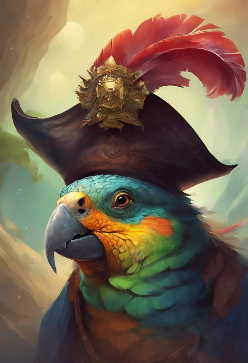 fat turtle parrot hybrid wearing pirate hat