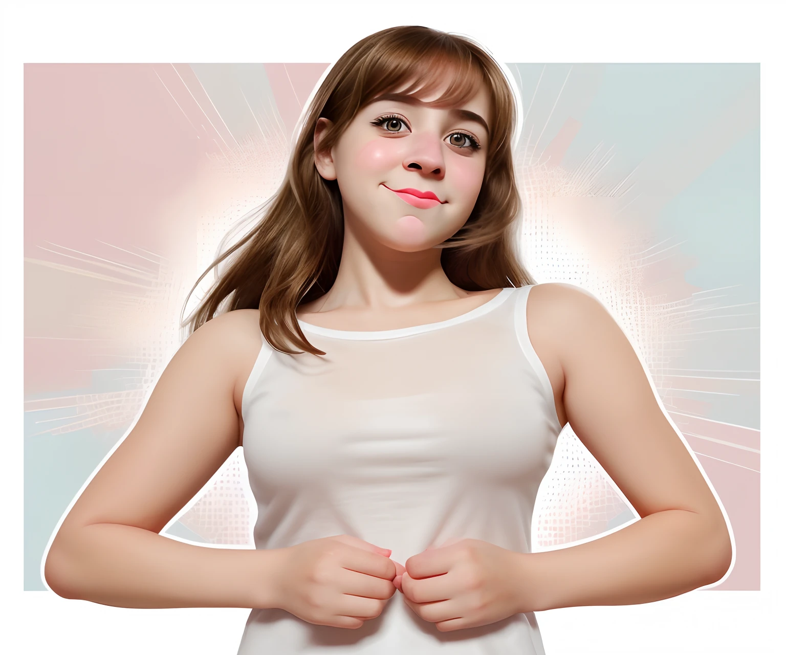 creat a cartoon form of the girl whit cute face expression