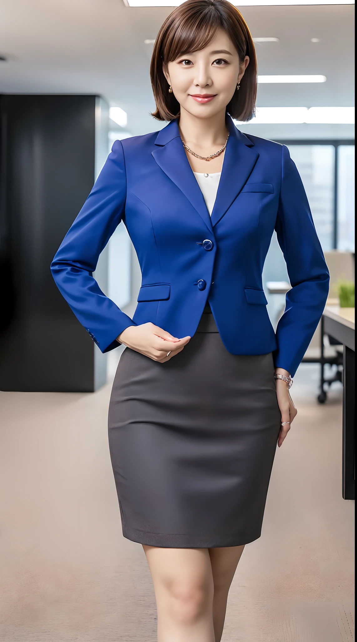 (8k, RAW photo, best quality, masterpiece:1.2), (realistic, photo-realistic:1.37), ultra-detailed,(detailed beautiful girl:1.4),1 girl,slender,<lora:Sexy office lady:0.8>Sexy office lady,office,((blue suit,jacket,skirt)),micro mini skirt,looking at viewer<lora:Daisy Ridley:1>(skswoman,short hair,green eyes)