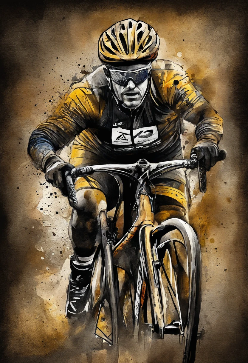 logo para ciclismo de montanha, montanha no fundo, lobo feroz na frente, metalico, dourado e preto,