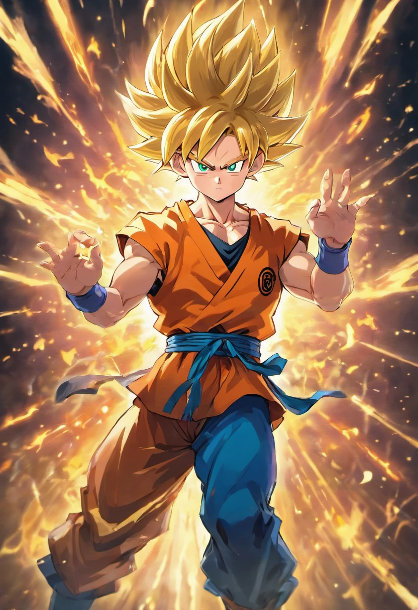 Goku doing kamehameha in ssjb