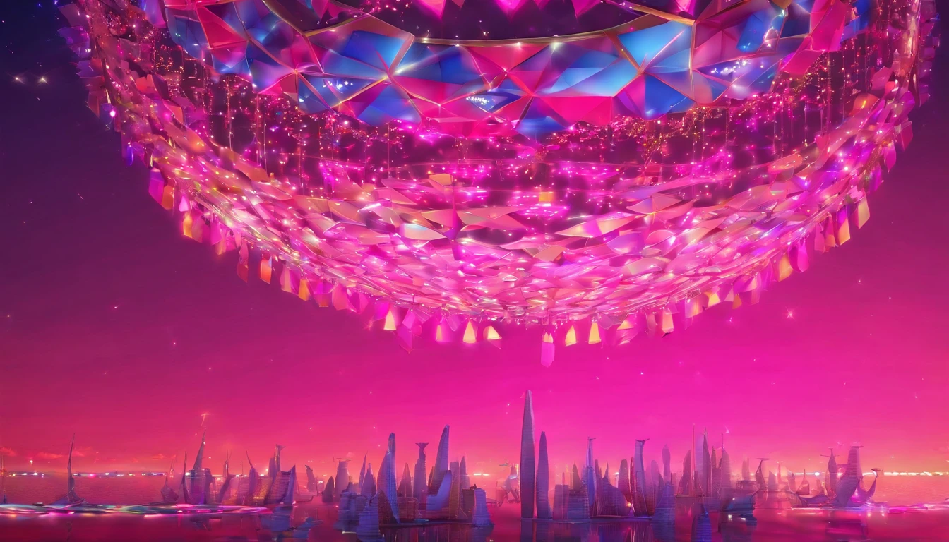 masterpiece, top-quality, landscapes, the panorama, glaring, Lots of magenta lights, Gorgeous spacious live stage, near future, Contre-Jour, a cool, Fancy decoration, with no people, clean back ground, Good luster, 3d rendered