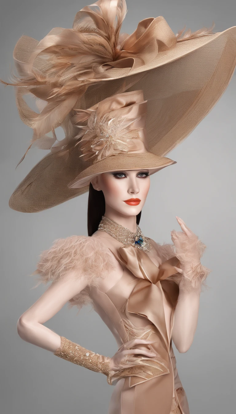 (A luxurious hat),(Best quality,A high resolution:1.2,Ultra-detailed),(Fashionab,Stylish),(Luxuriously decorated with pearls and precious stones),(Expensive,Exquisite),[Minimalist design],(Vibrant colors),(Delicate feather trims),(Beautifully made),(Fine materials),(elegant),(With feathers),(ribbons),(Refined),(with intricate detail),(Unique),(on a mannequin),(In the boutique),(under a spotlight),(With a retro vibe),(Wide brim),(With ribbon),(In the display case),(Different sizes),(Made of straw),(With a bow),(classic),(Elevate any outfit),(luxury brand),(Stunning tiara)