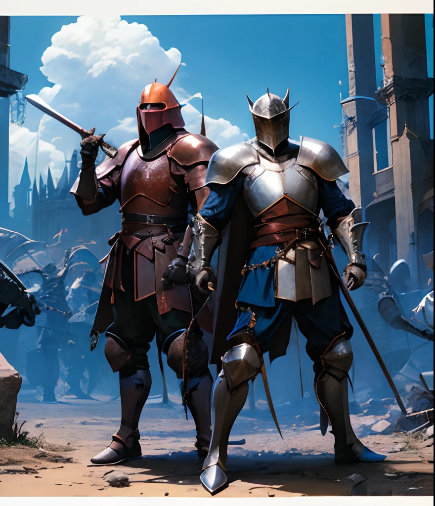 there is a man in armor kneeling down next to a warrior, fallen knight, donato giancola and tom bagshaw, gerald brom and vincent di fate, anthropomorphic raven knight, by Gonzalo Endara Crow, by Dave Dorman, frank quitely, dan mumford tom bagshaw, abaddon and magali villeneuve, artorias, ultra lighting, full brightness