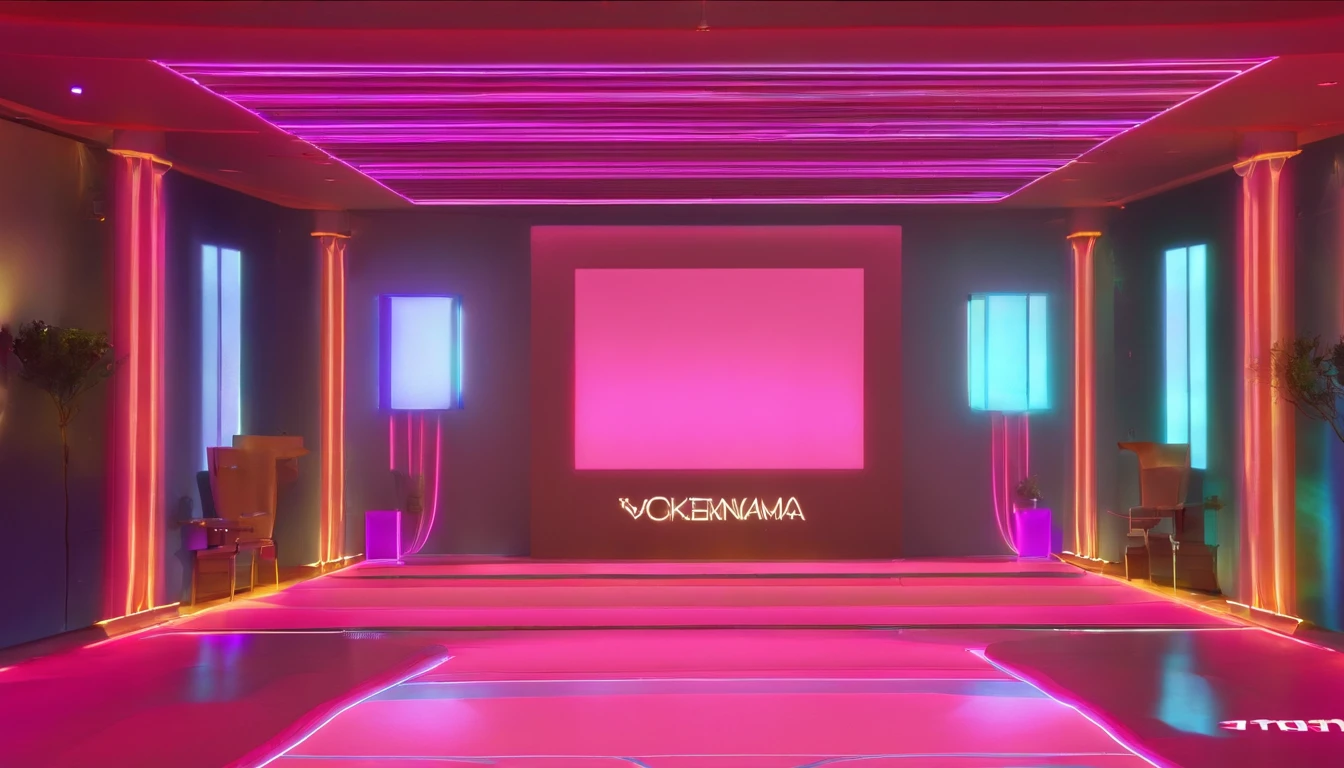masterpiece, top-quality, landscapes, the panorama, frontage, glaring, Lots of magenta lights, inside in room, Fancy spacious live stage, near future, Contre-Jour, a cool, Fancy decoration, with no people, clean back ground, Good luster, 3d rendered