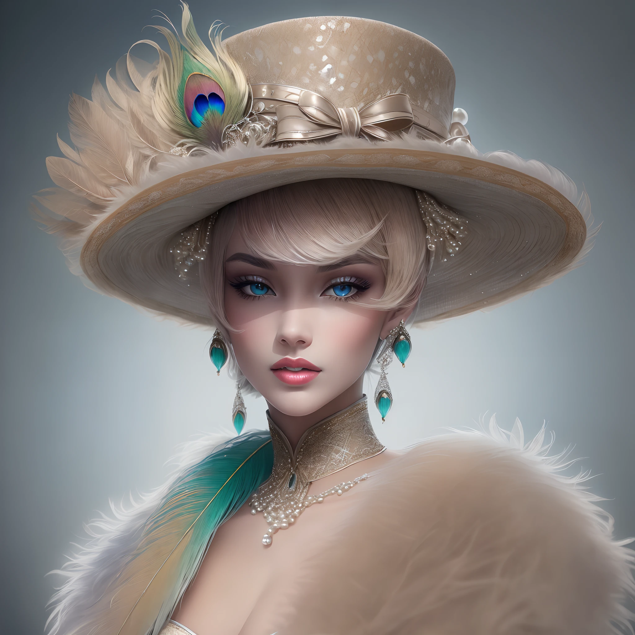 (A luxurious hat),(Best quality,A high resolution:1.2,Ultra-detailed),(Fashionab,Stylish),(Luxuriously decorated with pearls and precious stones),(Expensive,Exquisite),[Minimalist design],(Vibrant colors),(Delicate peacock feather trim),(Beautifully made),(Fine materials),(elegant),(With feathers),(ribbons),(Refined),(with intricate detail),(Unique),(on a mannequin),(In the boutique),(under a spotlight),(With a retro vibe),(Wide brim),(With ribbon),(Velvet texture),(Different sizes),(With a bow),(classic),(Elevate any outfit),(luxury brand),(Stunning tiara)