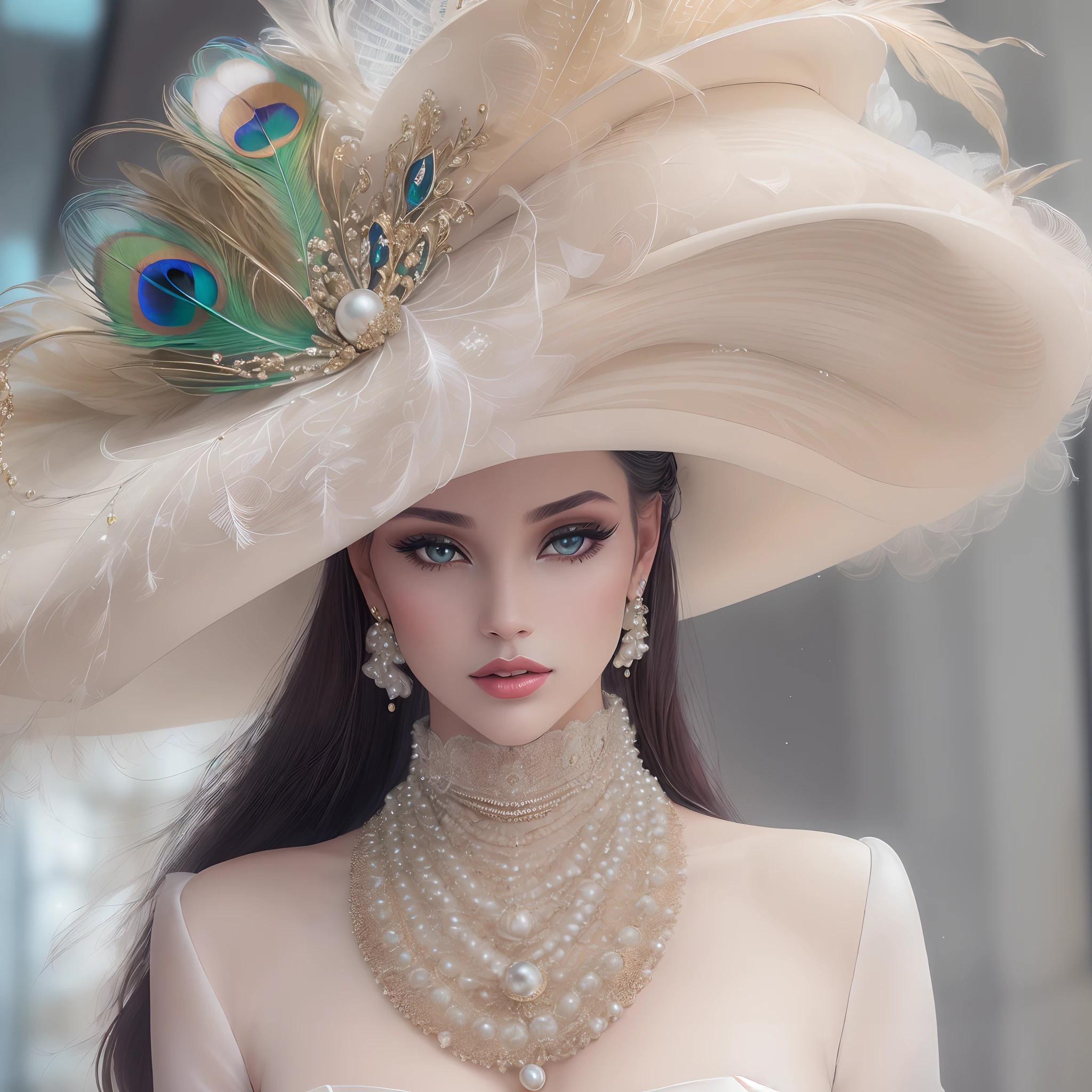 (A luxurious hat),(Best quality,A high resolution:1.2,Ultra-detailed),(Fashionab,Stylish),(Luxuriously decorated with pearls and precious stones),(Expensive,Exquisite),[Minimalist design],(Vibrant colors),(Delicate peacock feather trim),(Beautifully made),(Fine materials),(elegant),(With feathers),(ribbons),(Refined),(with intricate detail),(Unique),(on a mannequin),(In the boutique),(under a spotlight),(With a retro vibe),(Wide brim),(With ribbon),(Velvet texture),(Different sizes),(With a bow),(classic),(Elevate any outfit),(luxury brand),(Stunning tiara)