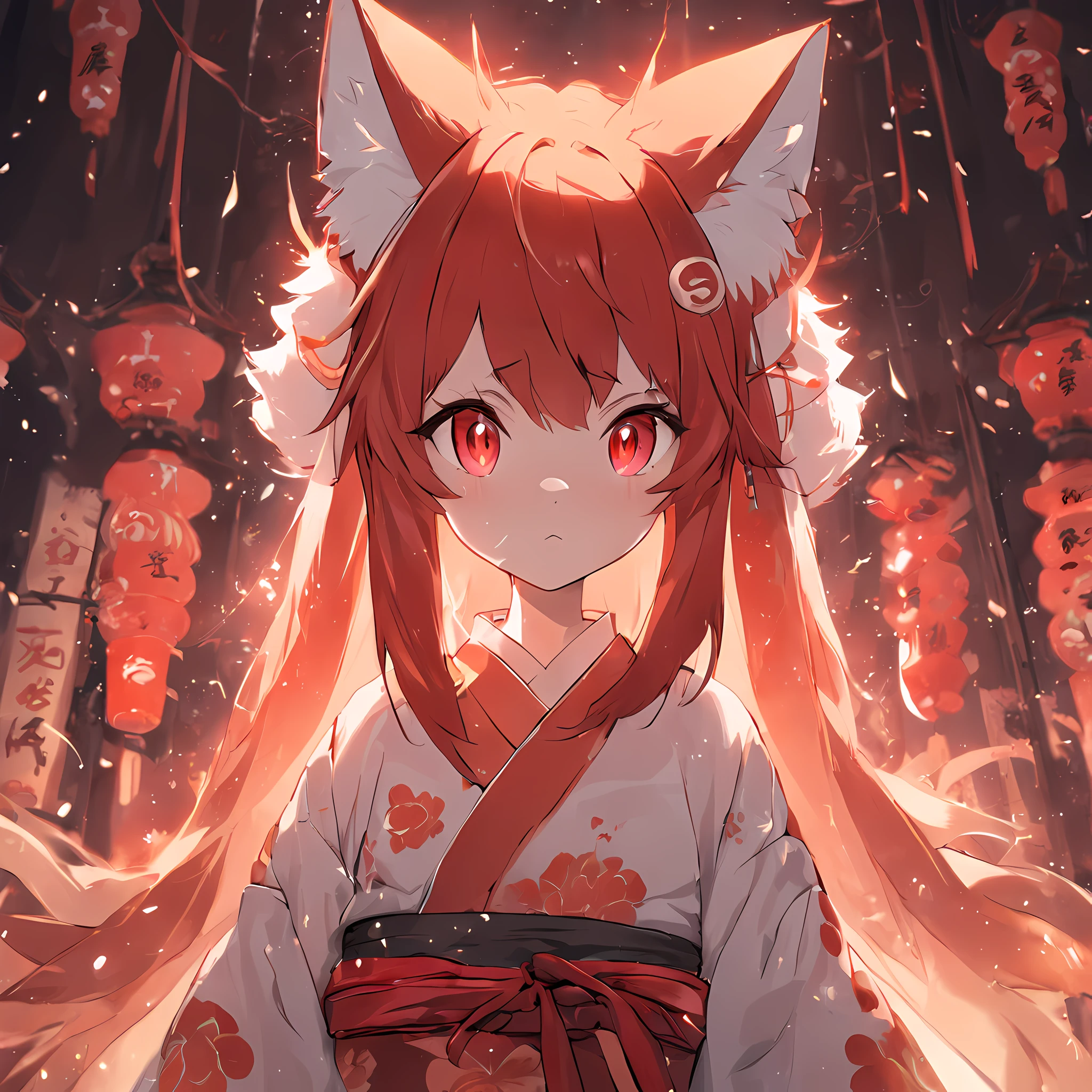 (kitsune girl:1.2, red head:1.1, foxy eyes, yae miko inspiration, oriental clothing)