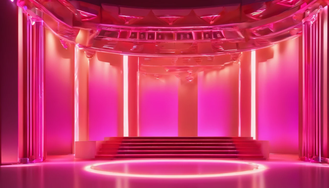 ​masterpiece, top-quality, Fancy spacious live stage,　near future, the panorama, frontage, glaring, Lots of magenta lights, Contre-Jour, a cool, Fancy decoration, with no people, clean back ground, Good luster, 3d rendered