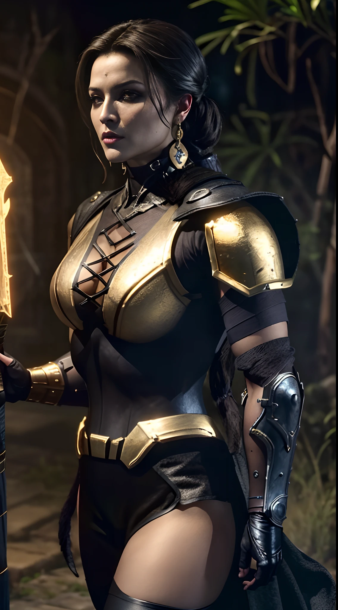 (masterpiece), (best quality), realistic, cinematic light,kitana,as scorpion,,mask,,massive perfect breast, muscular body, dark black eyes, goth makeup,dark black hair,dark yellow black outfit,,((dark golden armor)),,,dark magic fantasy,,, ray tracing cinematic shot unreal engine 5 ultra sharp ultra realistic detailed