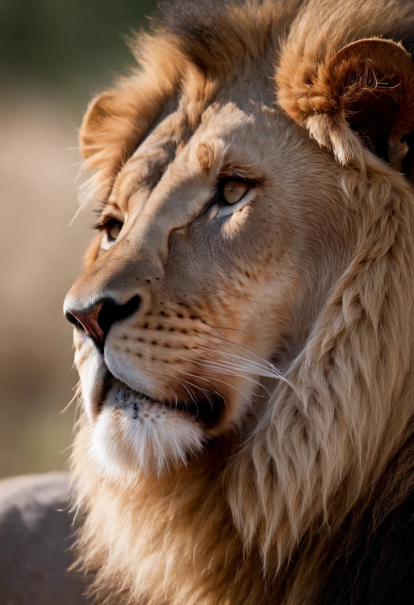 Sad lion, chorando, com as cores vermelho, azul e branco
