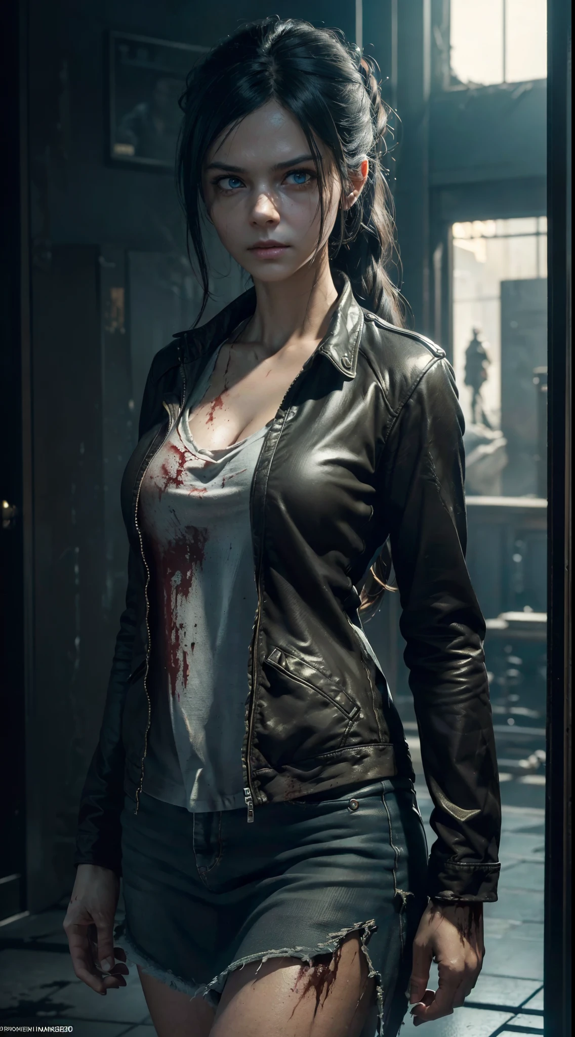 (((front view))), ((Unreal Engine 5)), ((Masterpiece)), ((ultra high definition)), ((ultra high resolution)), ((full sharpness)), ((maximum quality)), ((Cinematic)), ((8k)), ((completely zombified girl)), ((completely identical to the film)), ((completely faithful to the film)), ((alone)), ((full body)), ((ultra detailed face)), ((natural lighting)), ((totally ultra realistic)), ((repeat the same face)), ((always the same face)), ((repeat always the same face)), ((always the same body)), ((always the same proportions)), ((always the same clothes)), ((always the same appearance)), ((looking at the camera))