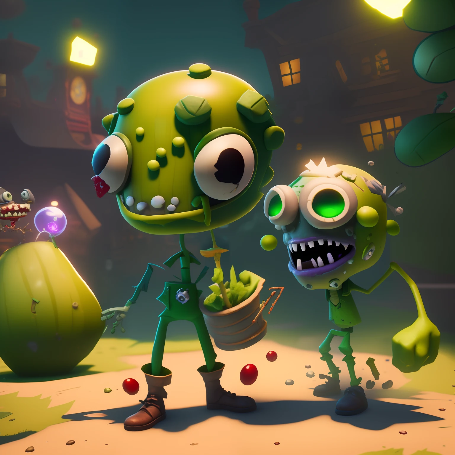 Peashooter from plants vs zombies garden warfare 2 shooting a zombie