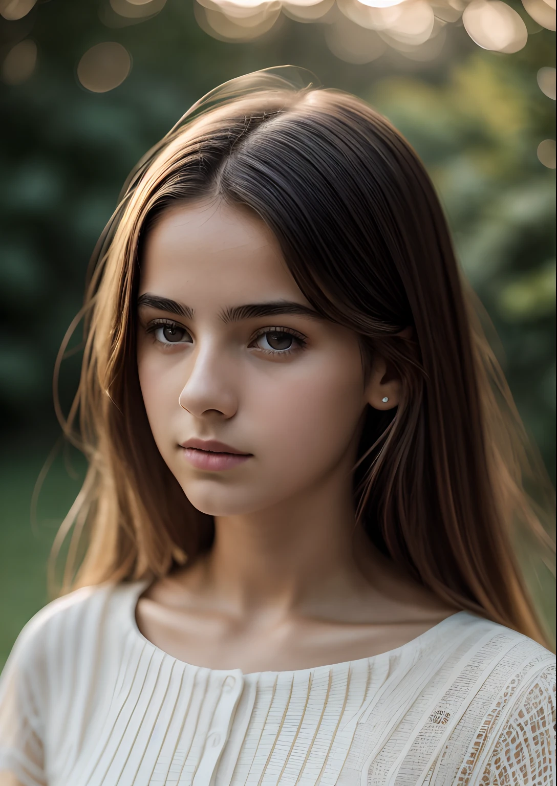 ((1 spanish teenager)), ethereal cute, Scrawny, , smooth light, ((David Hamilton Style)), Approximate image, tabletop, best qualityer, Photorealistic, 8k, high resolution, skin detailed, 8k hd, slr digital, smooth lighting, high qualiy, film grain, XT3, whole body, Kale, in park