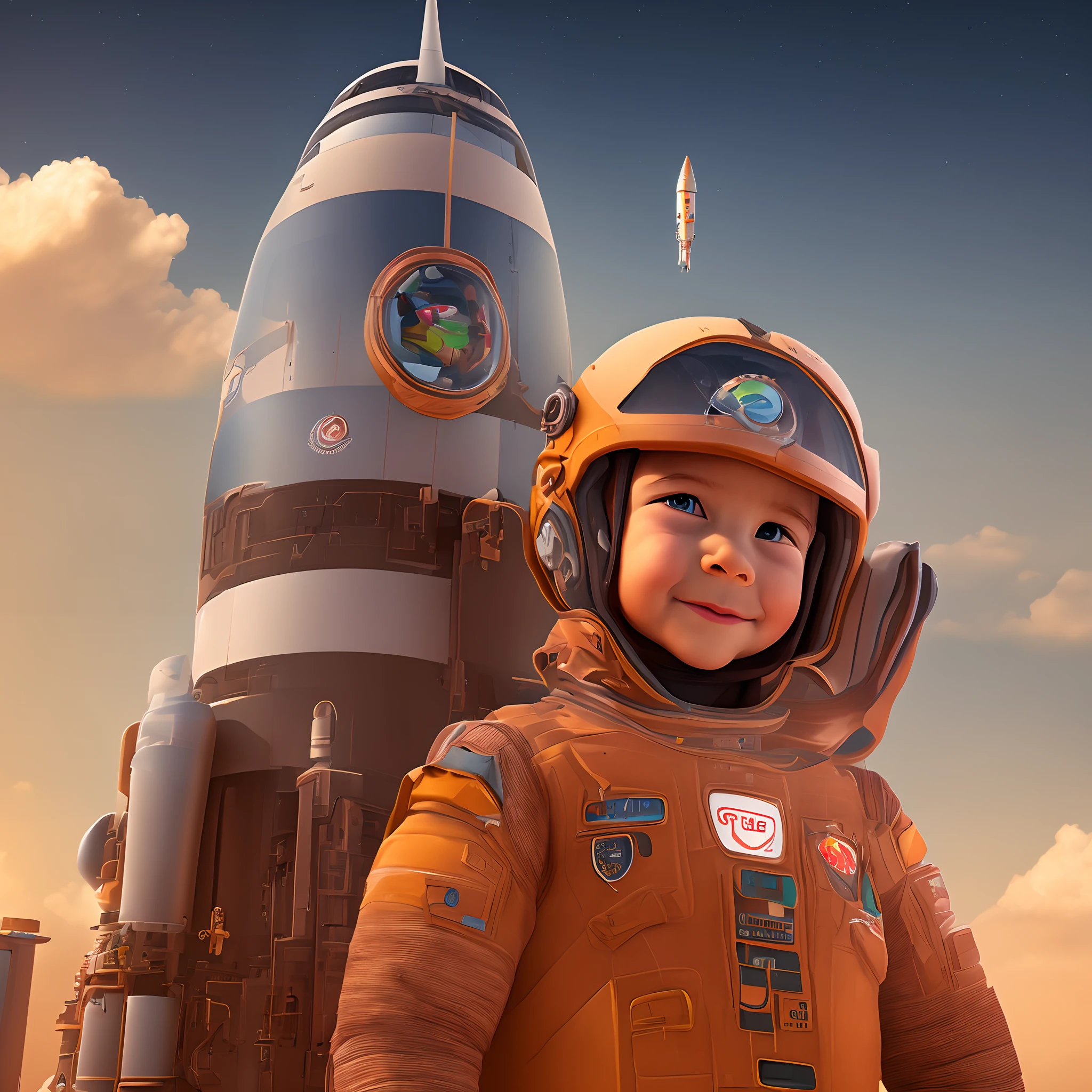 create a 3D disney pixar style image of a little girl on mars with a rocket with the tesla logo in the background --auto --s2