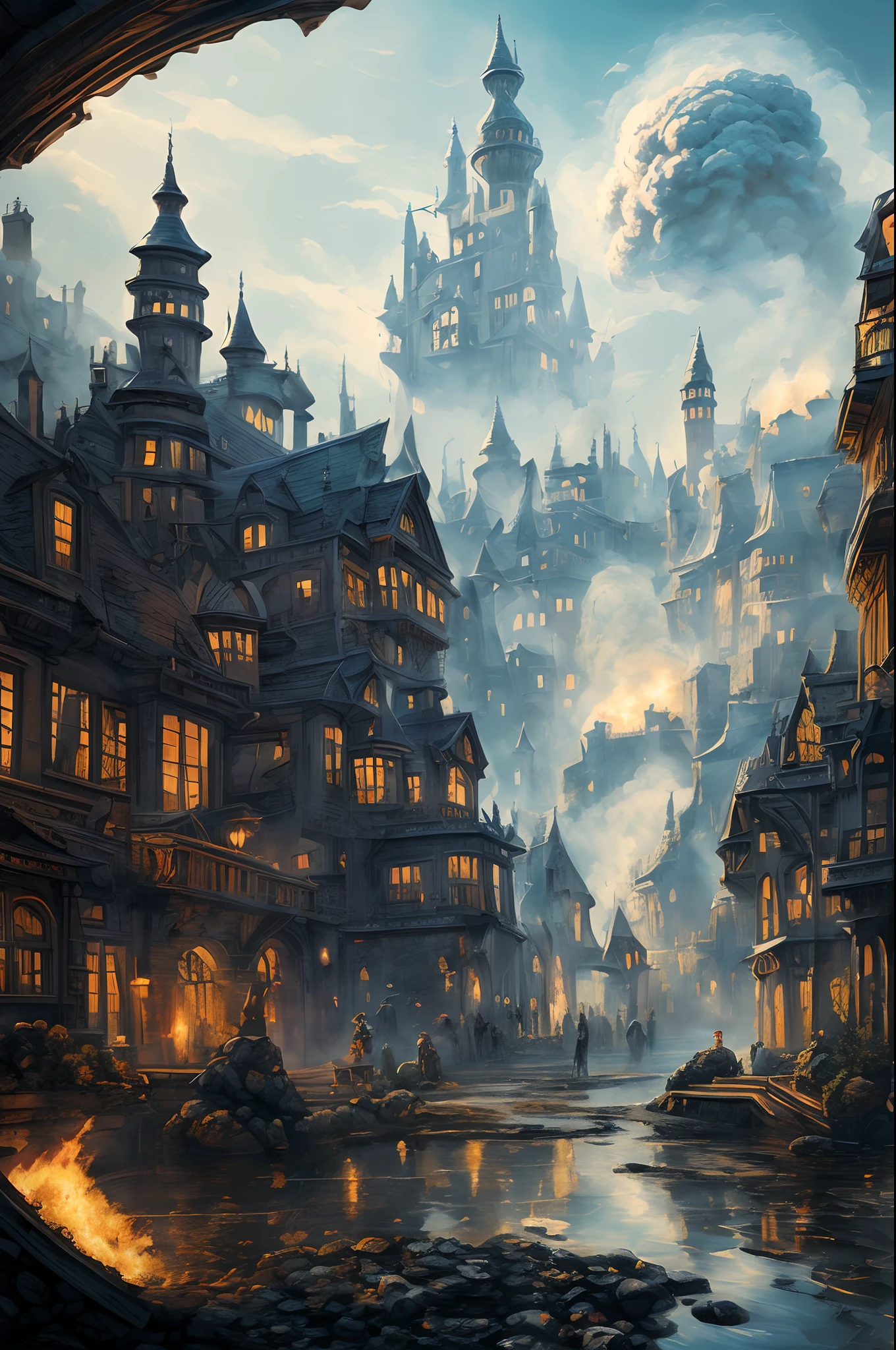 (8K, 16 K, of the highest quality, awardwinning, High quality, High resolution, super fine details, Super Intricate Details, Anatomically correct, masutepiece: 1.3), Magical School Lessons, (Failed magic experiments: 1.3), Classrooms full of children, alchemy, big explosion, Burnt robes, (Soot face: 1.2), Soot on the face, Black smoke, A glass jar with a magic potion, Comical expression, funny illustration, marvelous illustration, Big mistake, People in the classroom々, Blackboard group cartoon illustration, magic school, magic school uniform, school class, Magic Labs, Background of Magic Lab, Magic, Setting Up Magic Lab , Spectacular full-color illustrations, Interesting story, Science Fantasy Painting,