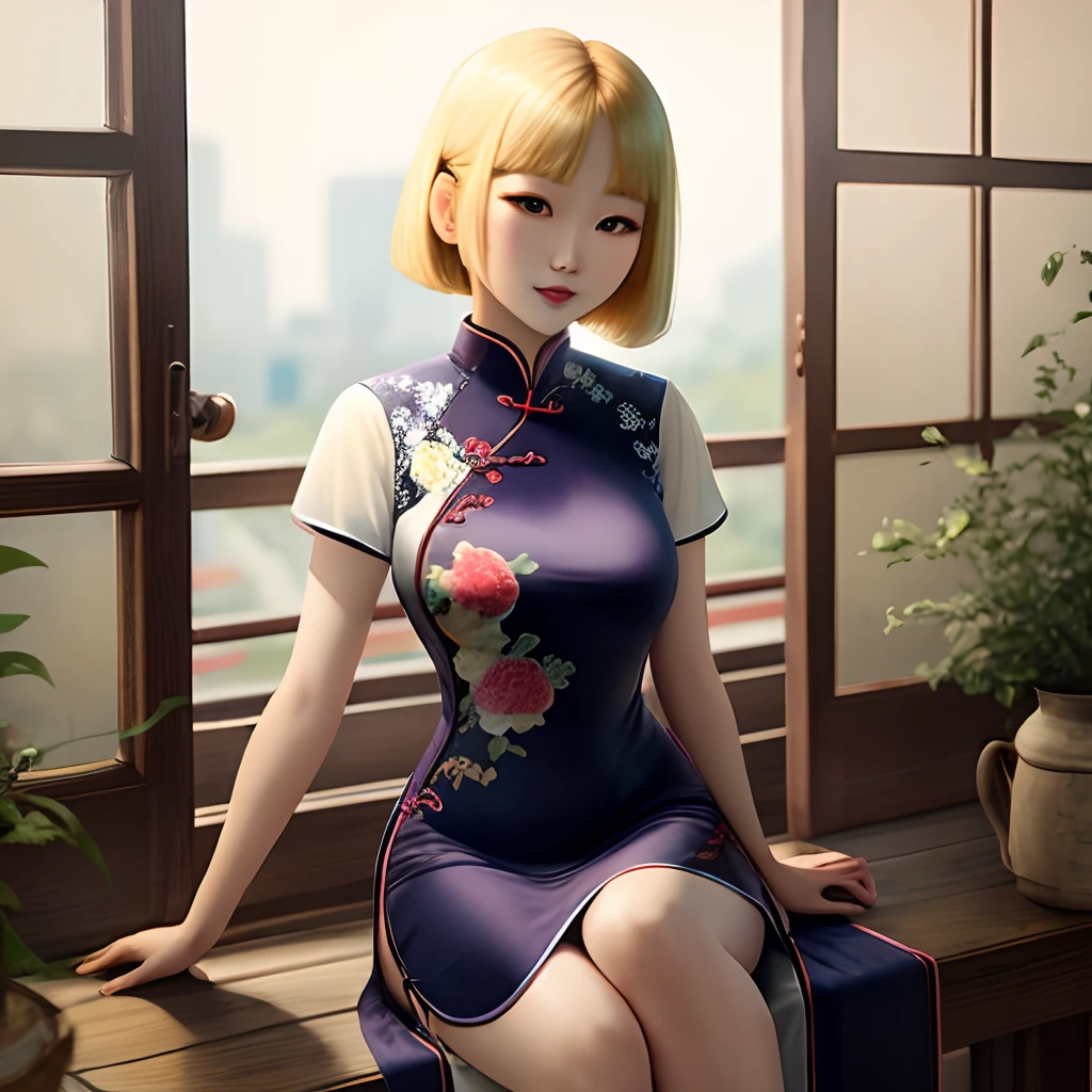 Blonde Bob Cheongsam