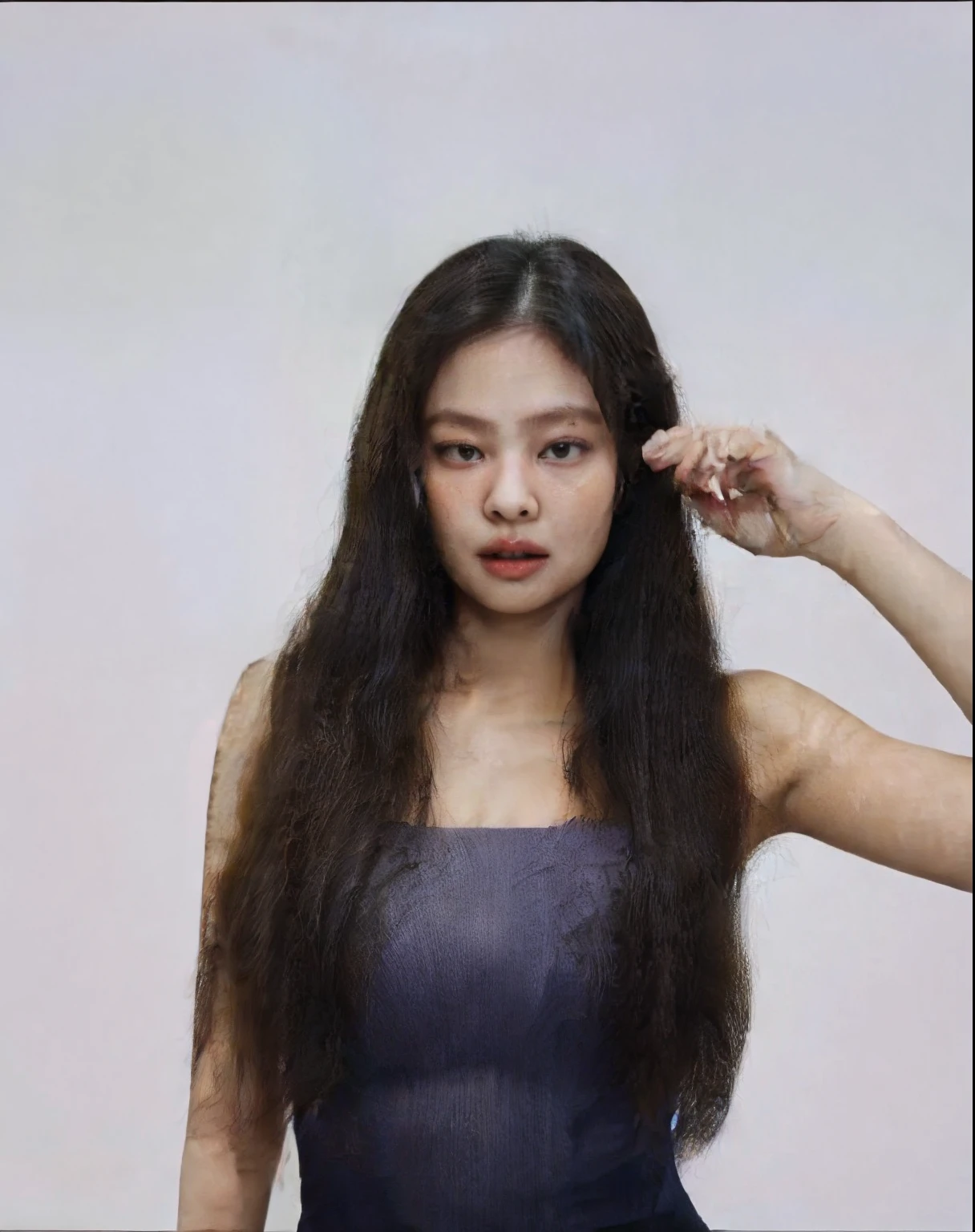 Mulher com cabelos longos lindo corpo belo rosto rosto angelicalmente doce jennie Kim jennie do Blackpink Kim jennie rosto limpo realista