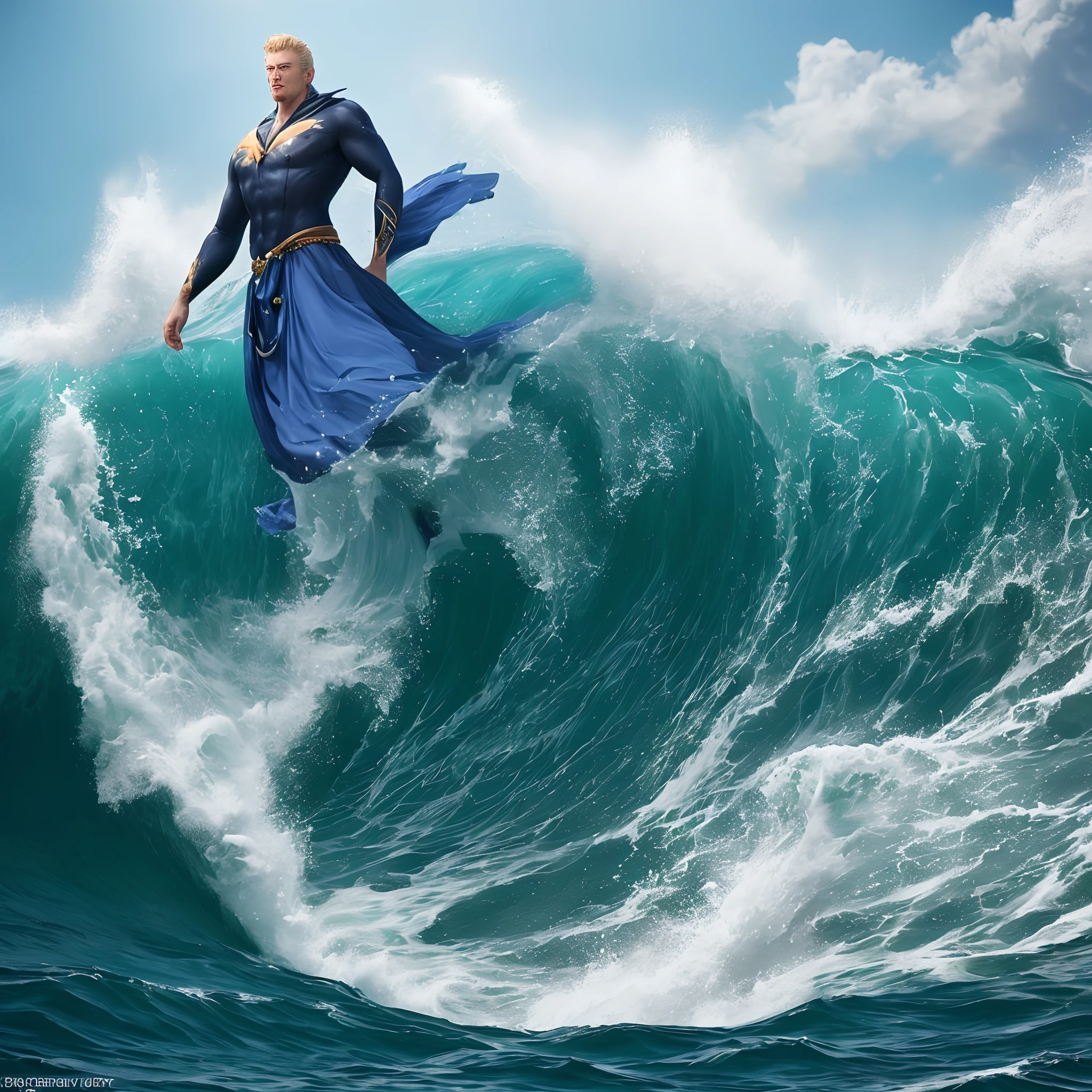 Wovmus, God Of The Ocean (A tall man radiating intense spiritual power, with turbulent air and water currents swirling around him )