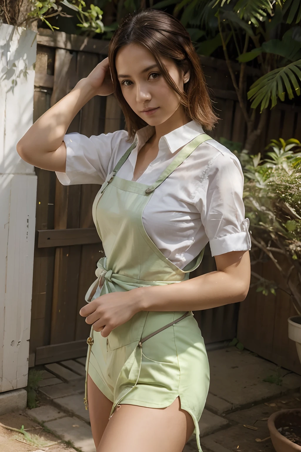 (masutepiece:1.2),alta qualidade,Cores vivas,Cores planas,profundidade de campo,Reflexo da lente,1 girl,cabelos pretos,contato visual,naipe,camisa de gola,saco do cinto,suspenders,profissional,office lady.