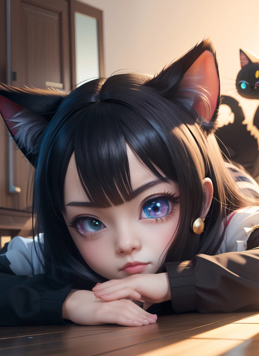 Guviz-style artwork, Realistic anime 3 D style, Anime style. 8K, style of anime4 K,Kawaii realistic portrait,3 d anime realistic, Beautiful anime cat