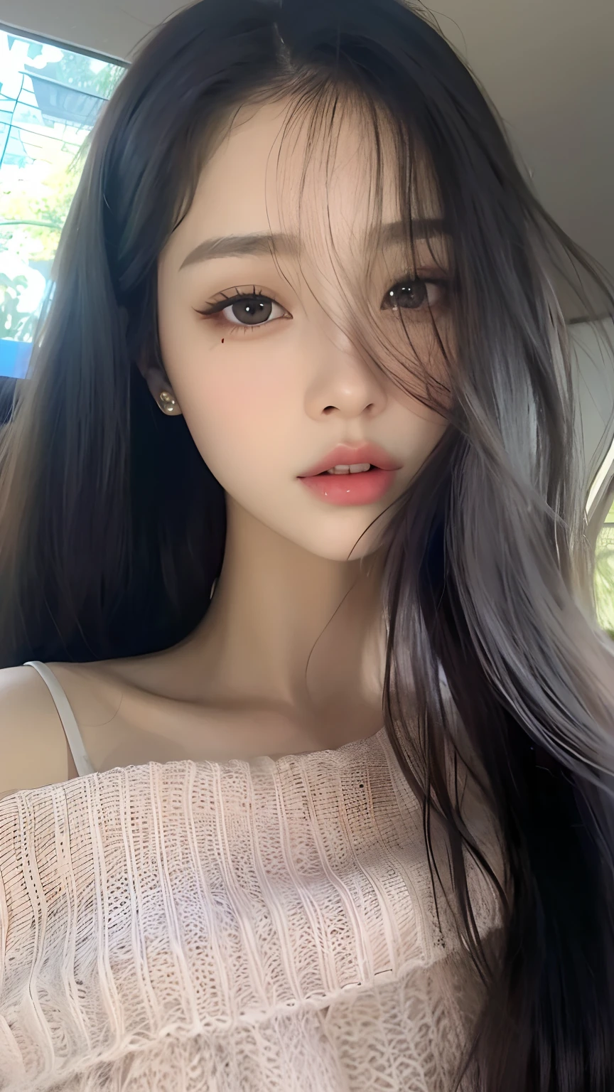 ((Best quality, 8k, Masterpiece :1.3)), 1girl, Pretty woman with emphasizing slender abs :1.3, (random hairstyles :1.2), Oversized tank top :1.2, Ultra-detailed face, Detailed eyes, Double eyelid, alice toggle, selfie