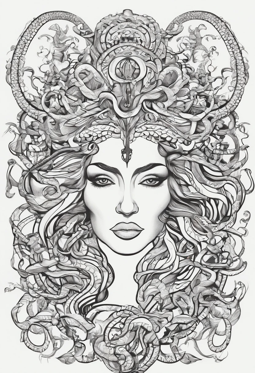 medusa, estilo tatuagem, oldskull, gothic