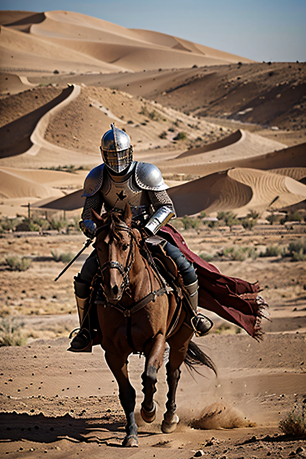 A knight in the desert defeating the enemy