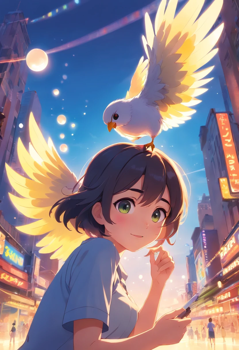 Disney Pixar Style Poster Cockatiel Female Wild Pearl Happy Playing