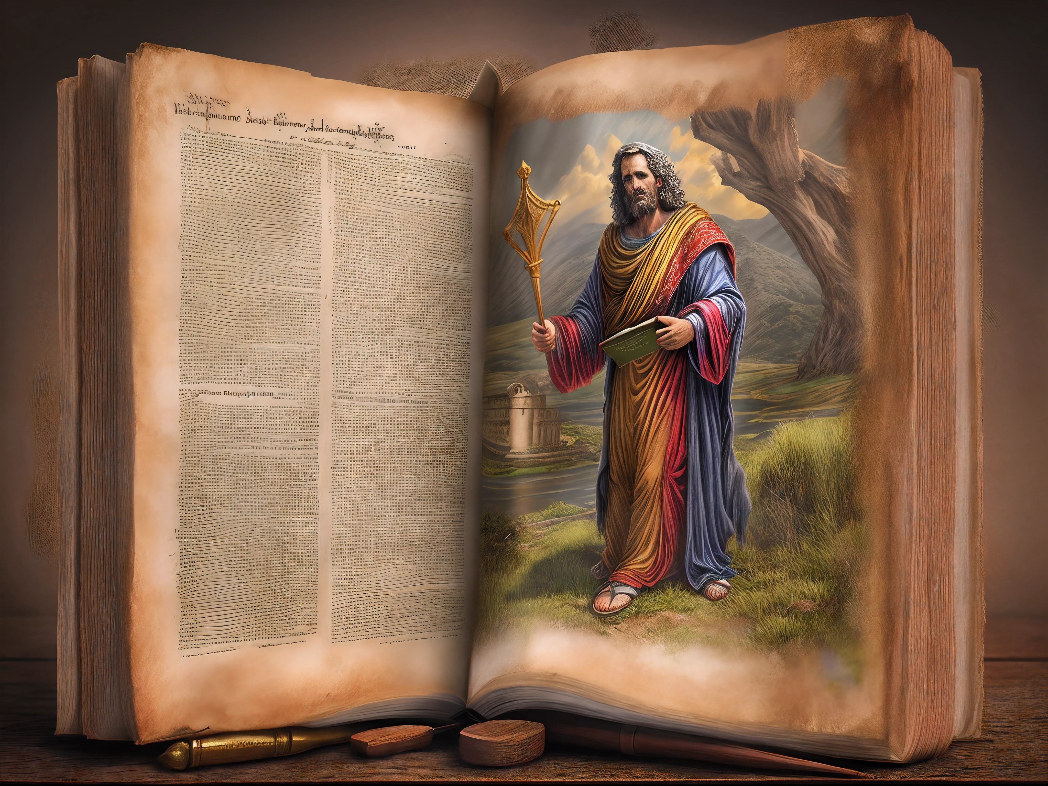 best quality,ultra-detalhado,Realistic, Bible, pergaminho, antigo