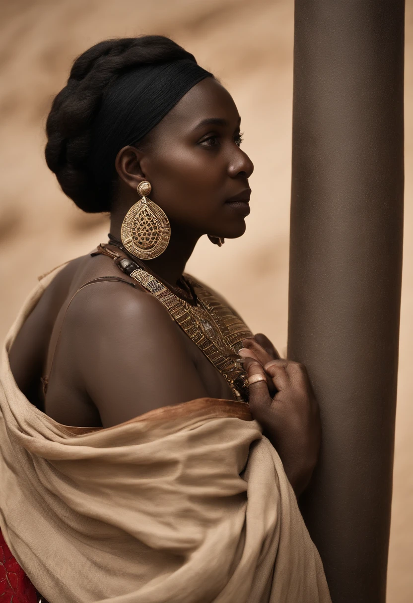 A female role model similar to the following: (haplogroupes E-P177, E-P174); +(Haplogroupe E-U290, Tribu Lemba, Tribu zouloue, Swahili, Tribu Bejah, Namibien, Tombouctou,  Les Loango noirs, Aamu des Hyksos, Nord-africain, ancien peuple noir de La Caleta, Cadix, Espagne, Phoenician, Peuple Erytheia, ); +(20th Egyptian Dynasty, 18th Egyptian Dynasty, Libanais, Congolais, Irakien noir, Assyrien, Phoenician, Akkadien); +(Timorais, Royal Hawaiian, Black American from Chicago, Mississippian,  Jamaican, mexicain,  Irakien noir, Akkadien, Aboriginal Australians,  Soudanais, Somali, Guinean, Ghanaian, Aide, Congolais, Lemba, native american, ); + (Marocain, Espagnol, Indiens, Ethiopiens, Axumite, Yemeni, Ethiopian, Somali, Cambyses, Sésostris, Thebans);+   studio lighting, detailed skin, ultra realist, Bokeh, sharp features