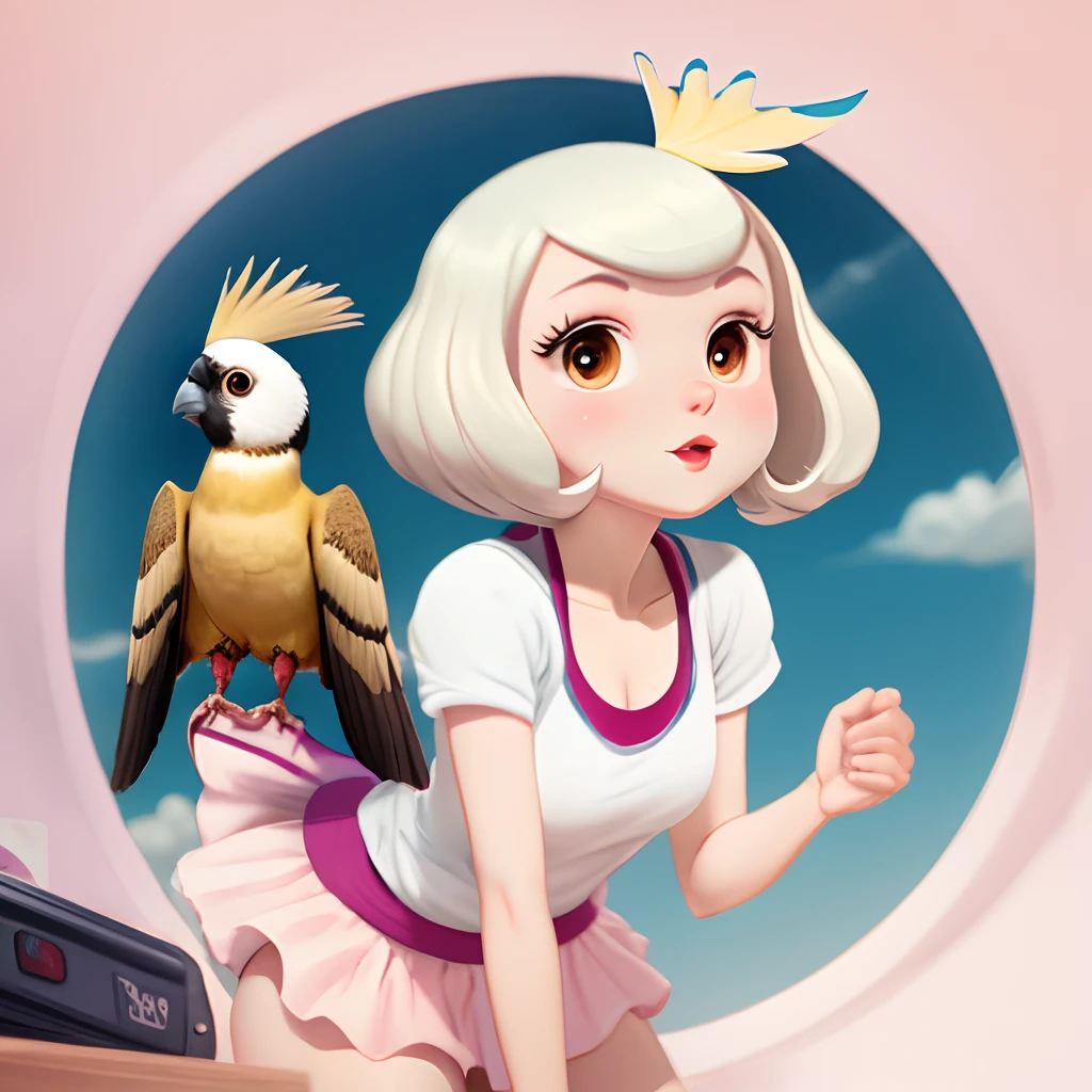 Cartoon female pearl cockatiel