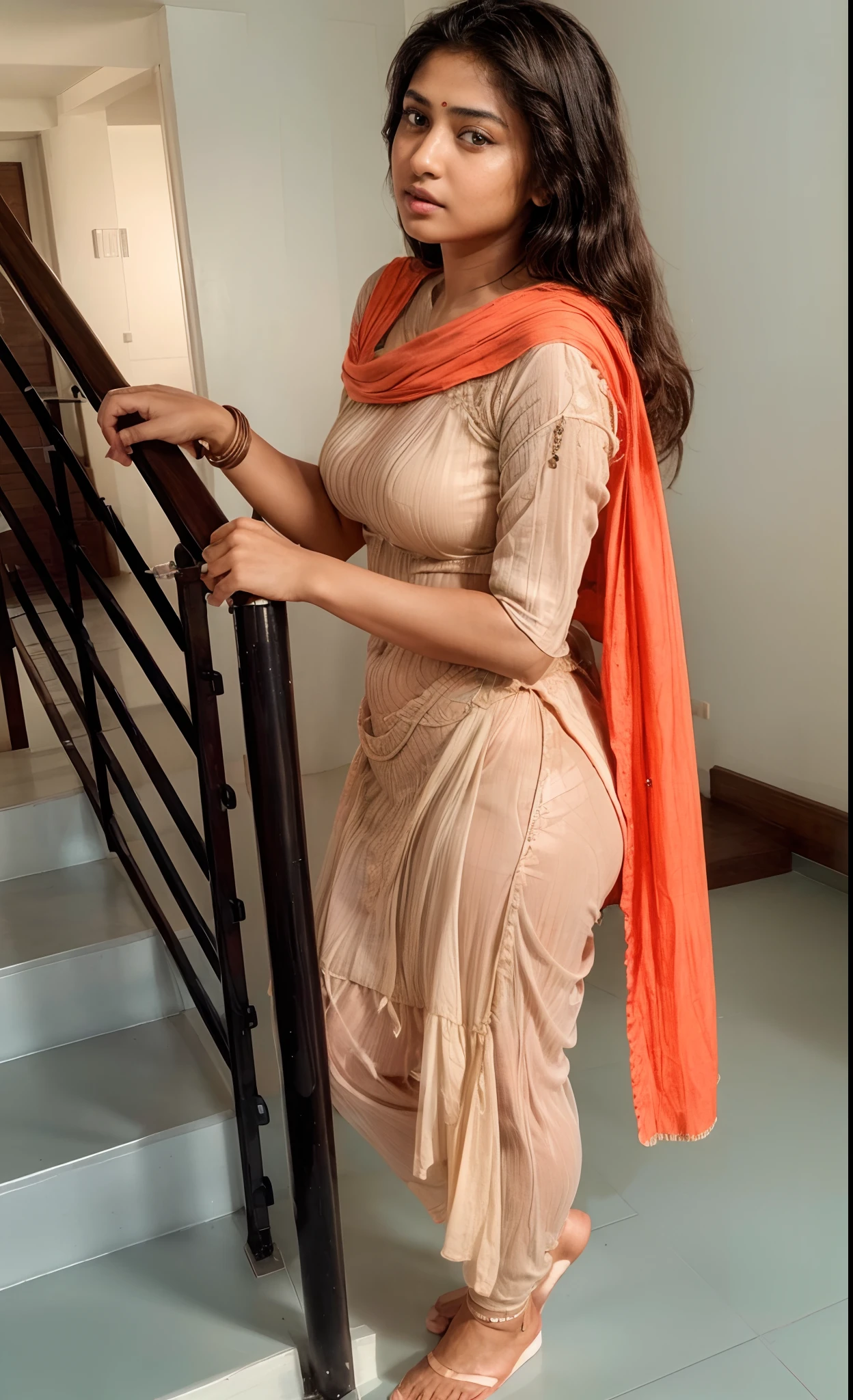 ((Masterpiece)), ((8k)),((ultra-high resolution)), RAW photo, realistic, indian girl,  perfect thick figure, perfect face,skinny waist and thick hips,fair skin,